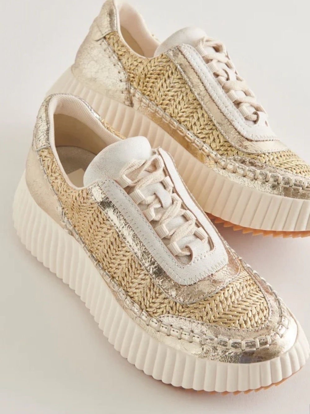 Dolce Vita Dolen Platform Sneaker in Gold and Cream